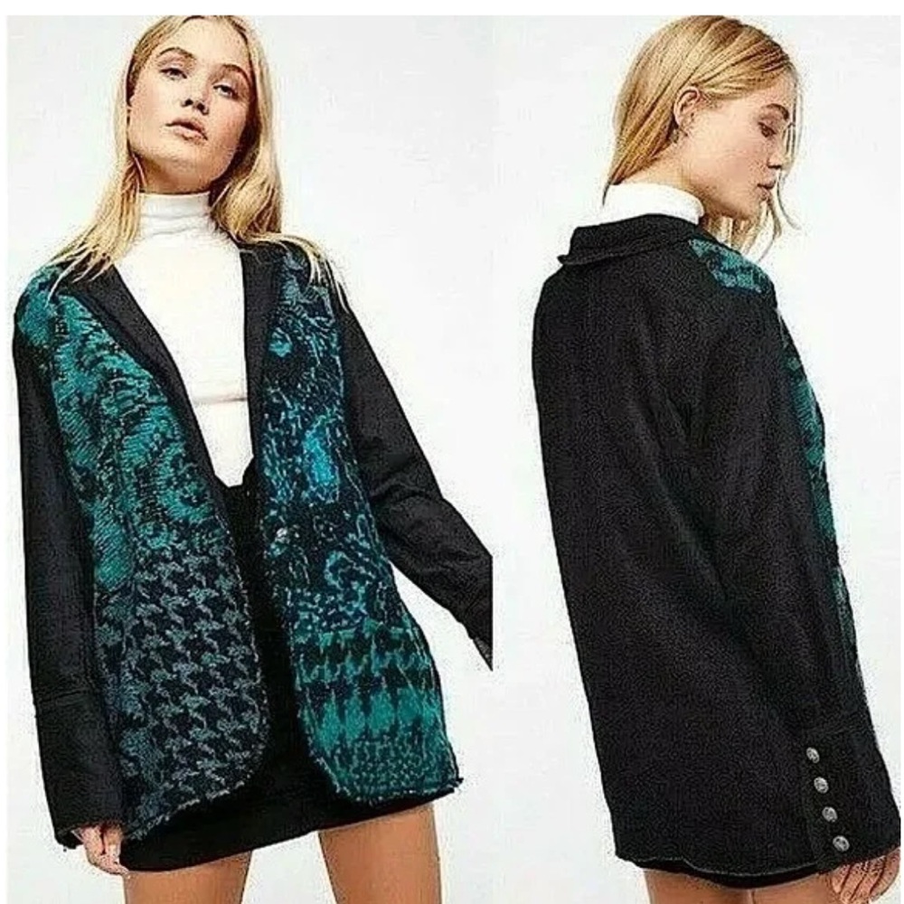 Free People Oversized Mixed‎ Media Better Together Blazer